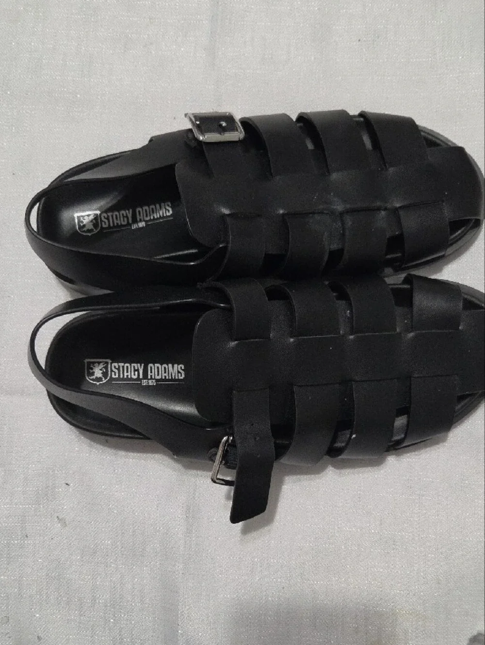 Stacy Adams Black Woven Leather Fisherman Sandals